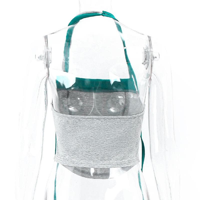 Neckholder-Crop-Top mit Kontrast-Rücken 