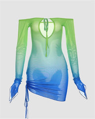 Oinoie – Minikleid aus Netzstoff mit Cut-outs 