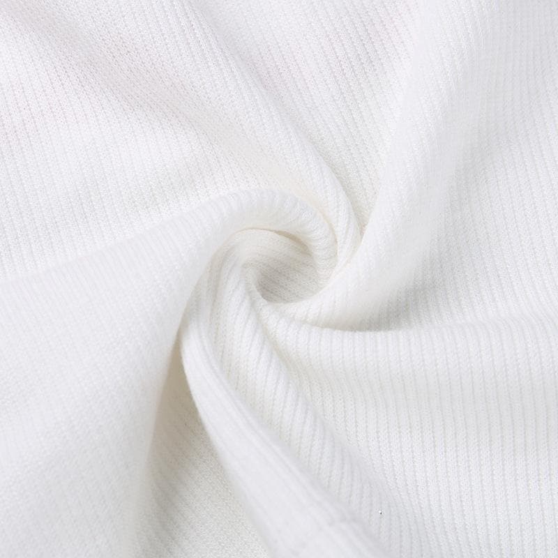 Contrast "FXXK BOYS" pattern ribbed sleeveless crop top