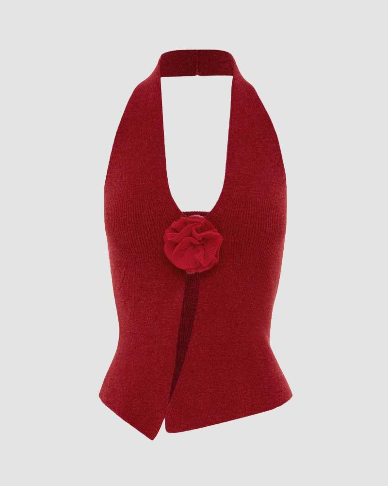 Butterfly And Rosebud Halter Top