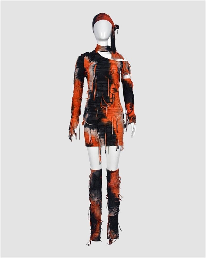 Erisia schulterfreies Kleid mit Handschuhen