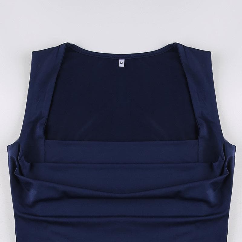 Ärmelloses Crop-Top mit quadratischem Ausschnitt und Rüschen 