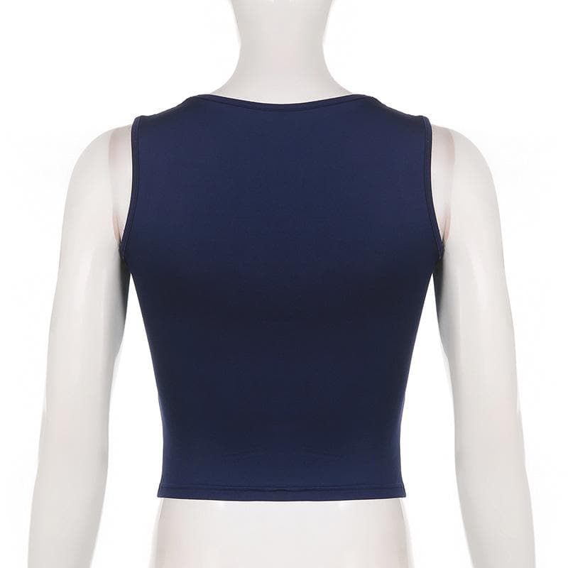 Ärmelloses Crop-Top mit quadratischem Ausschnitt und Rüschen 