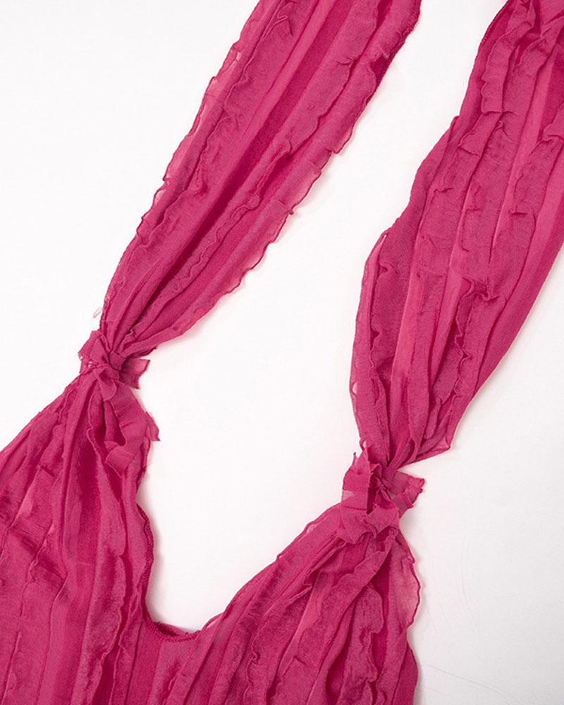 Vortex Blush Rüschen-Tiefausschnittkleid 