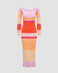 Colors of Summer – Schulterfreies, geripptes Kleid