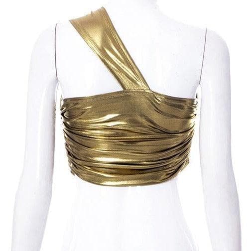 Ausgehöhltes, gerüschtes One-Shoulder-Crop-Top 
