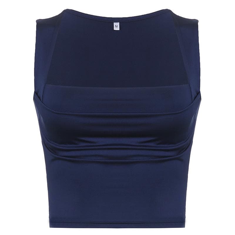 Ärmelloses Crop-Top mit quadratischem Ausschnitt und Rüschen 