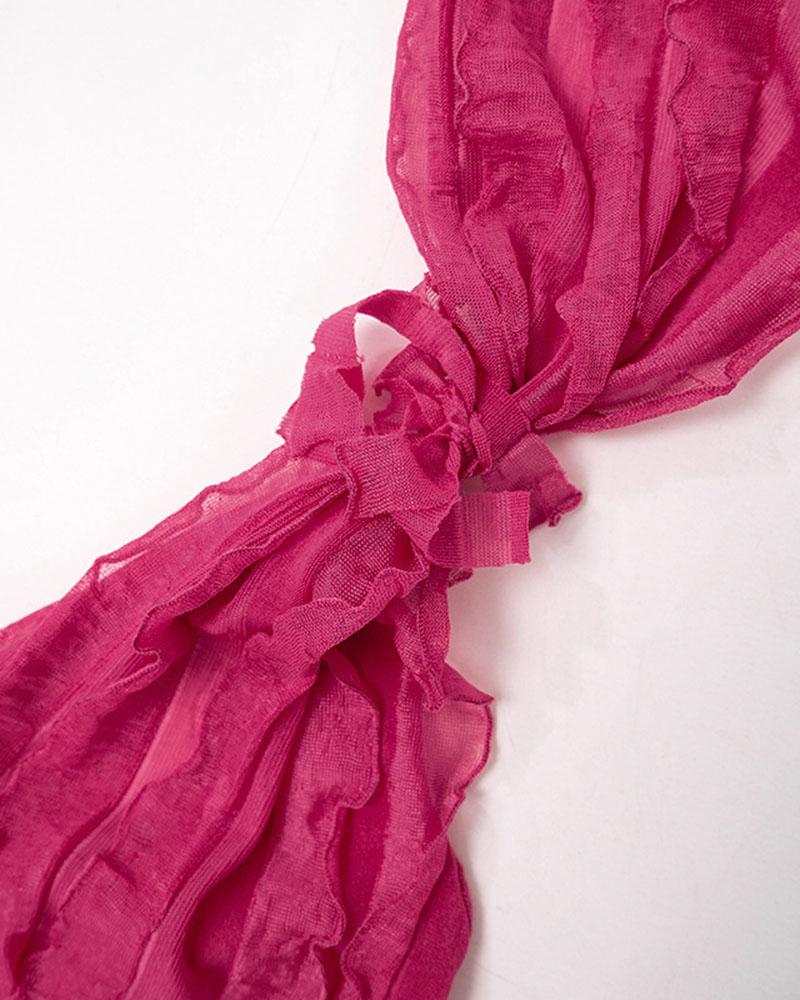 Vortex Blush Rüschen-Tiefausschnittkleid 
