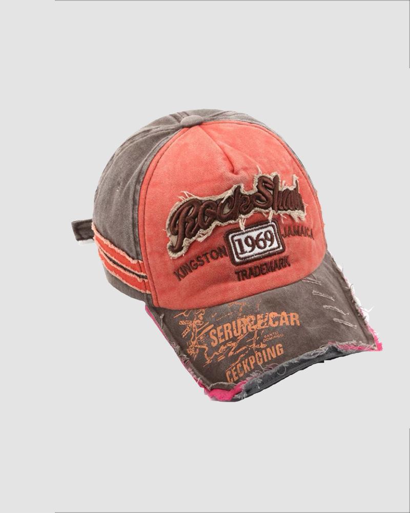 1969 Denim-Baseballkappe mit Distressed-Stickerei