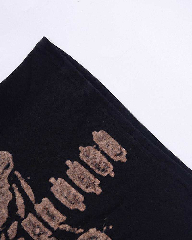Duster Kurzes T-Shirt mit Ribcage-Grafik 