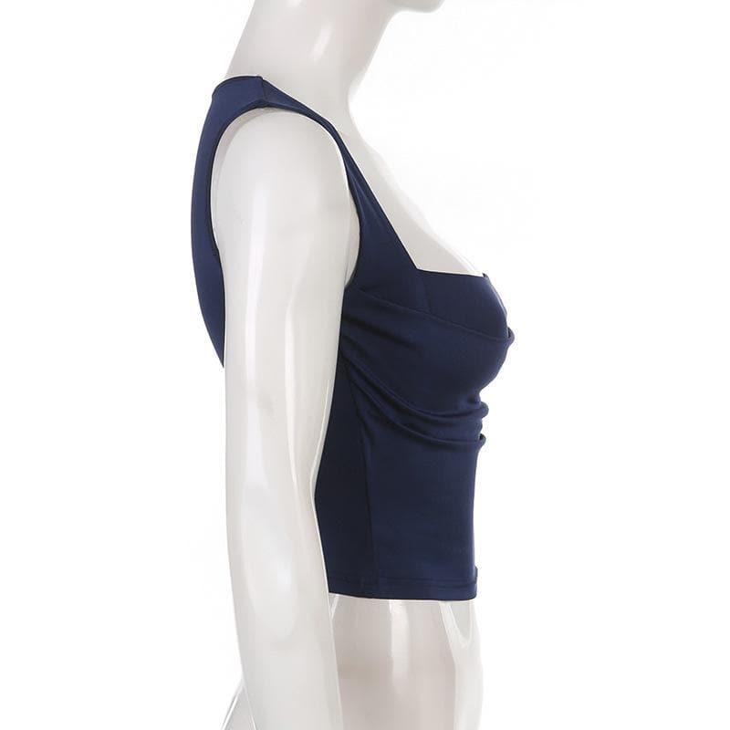 Ärmelloses Crop-Top mit quadratischem Ausschnitt und Rüschen 