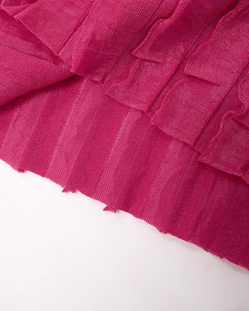 Vortex Blush Rüschen-Tiefausschnittkleid 