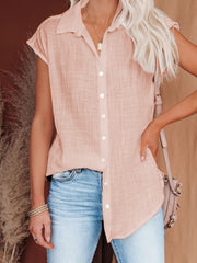 Solid Color Single Breasted Shirt Casual Short Sleeve Top