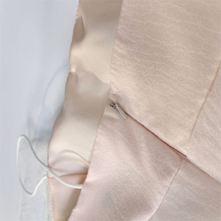 Suspender Bow Strapless Seersucker Dress In White