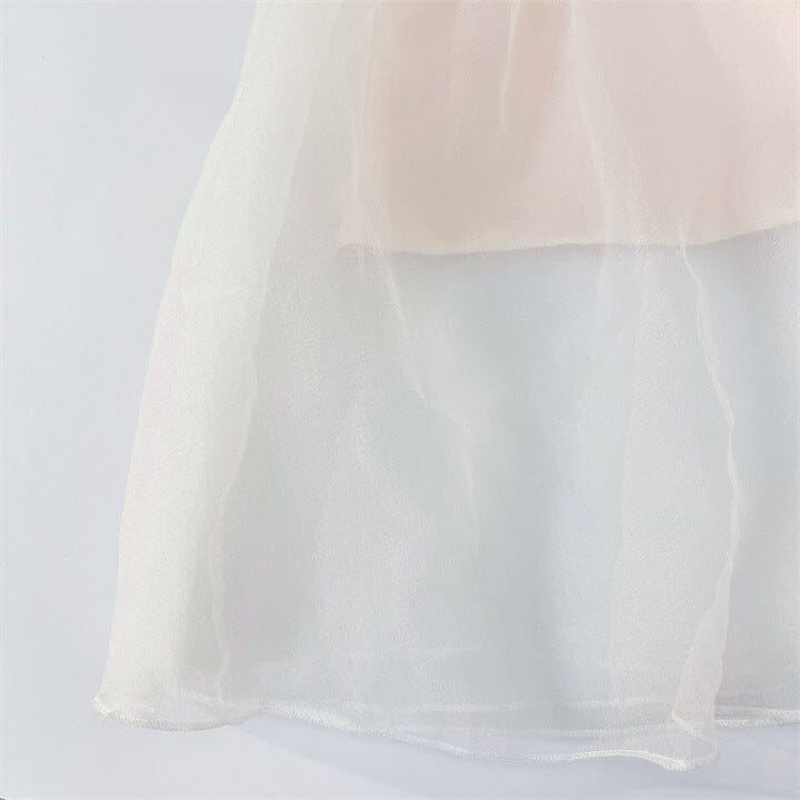 Suspender Bow Strapless Seersucker Dress In White