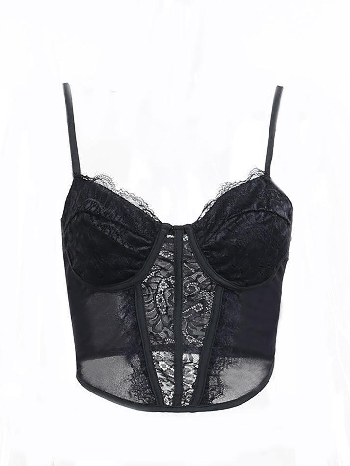 Lace Mesh Embroidery Corset Top