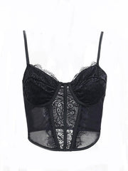 Lace Mesh Embroidery Corset Top