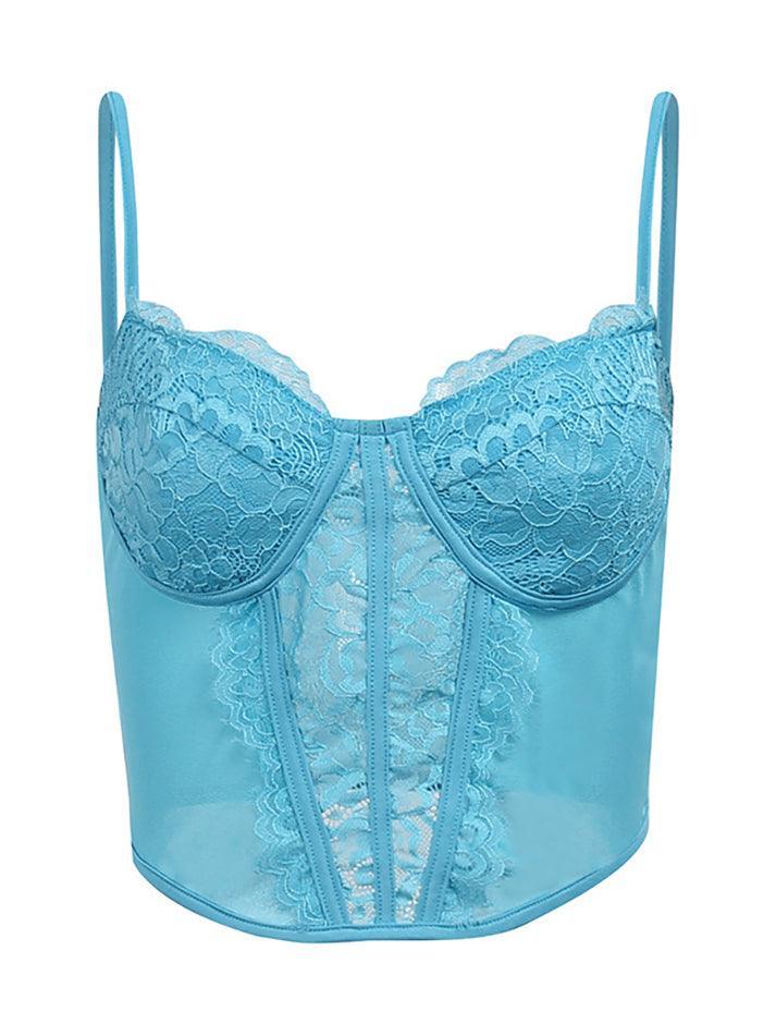 Lace Mesh Embroidery Corset Top