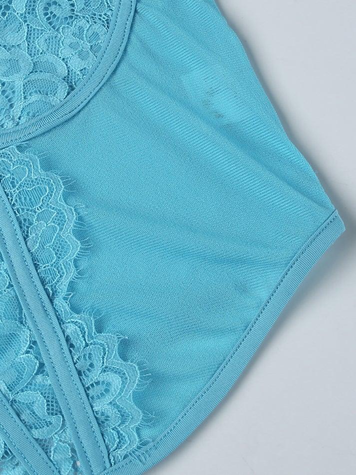 Lace Mesh Embroidery Corset Top
