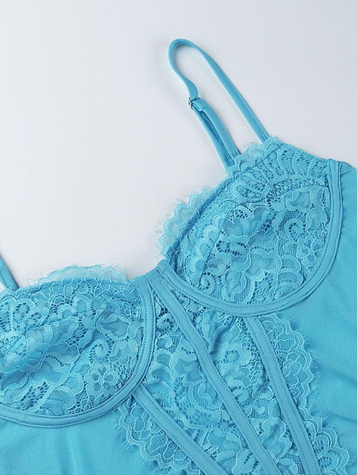 Lace Mesh Embroidery Corset Top