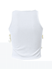 Lace Up Ribbed Cropped Tank Top