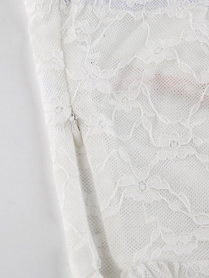 Lace Up Sheer Mesh Cami Top