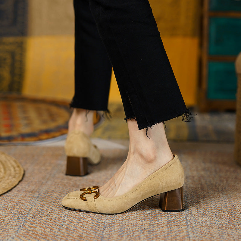 Claire Low Chunky Heel Pumps NEW GEW