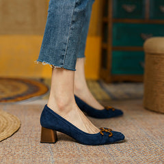 Claire Low Chunky Heel Pumps NEW GEW