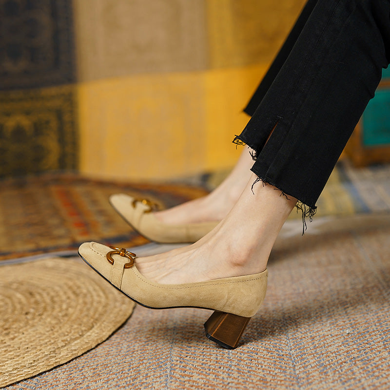 Claire Low Chunky Heel Pumps NEW GEW