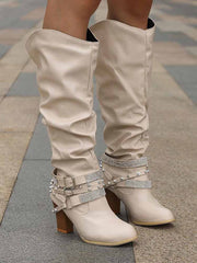 Rhinestone Buckle Boots
