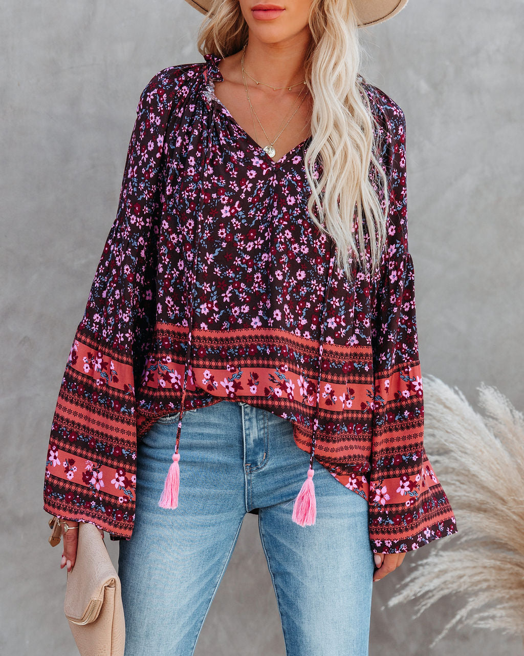 Maloney Printed Tassel Top - Chocolate Ins Street