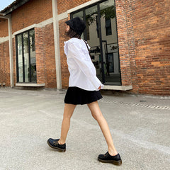 Handmade Retro Waxing Flat Mary Jane Shoes Round Toe  Black/Brown/Black1/White