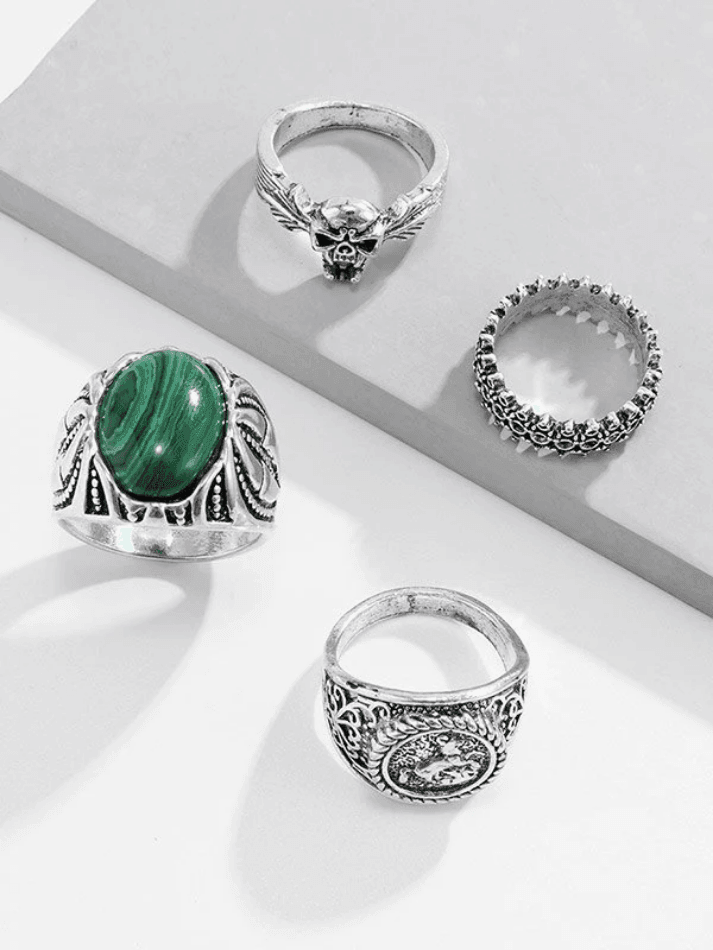 Men's 4pcs Vintage Silver Ring
