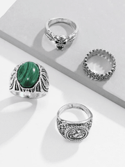 Men's 4pcs Vintage Silver Ring