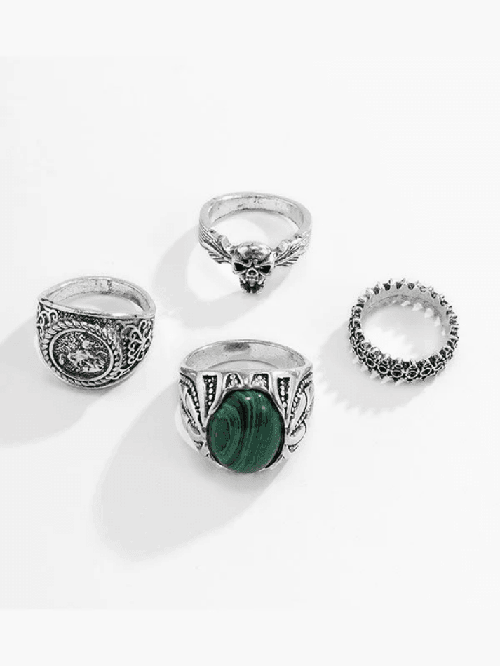 Men's 4pcs Vintage Silver Ring