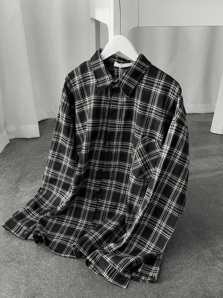 Men's Long Sleeve Checkered Button Shirt