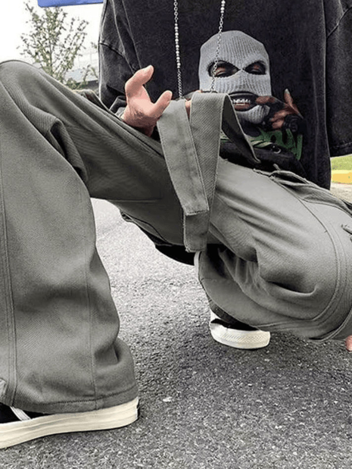 Men's Strap Detail Pocket Loose Cargo Pants