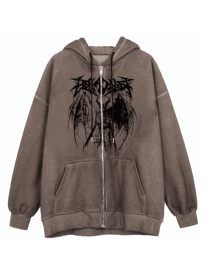 Kapuzenpullover mit Reißverschluss und Skelett-Print