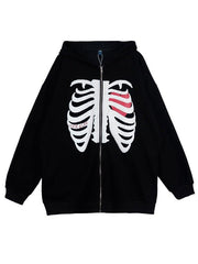 Kapuzenjacke mit Totenkopf-Reißverschluss
