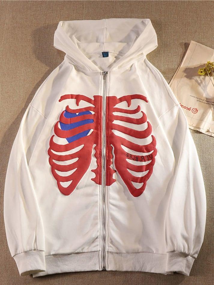 Kapuzenjacke mit Totenkopf-Reißverschluss
