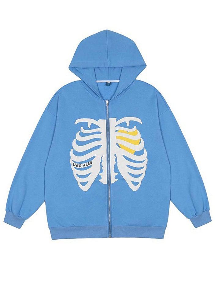 Kapuzenjacke mit Totenkopf-Reißverschluss