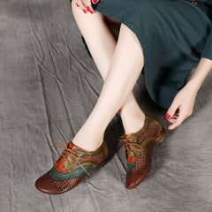 Handgemachte weiche echte Sandalen Multicolor Lace Up Braun