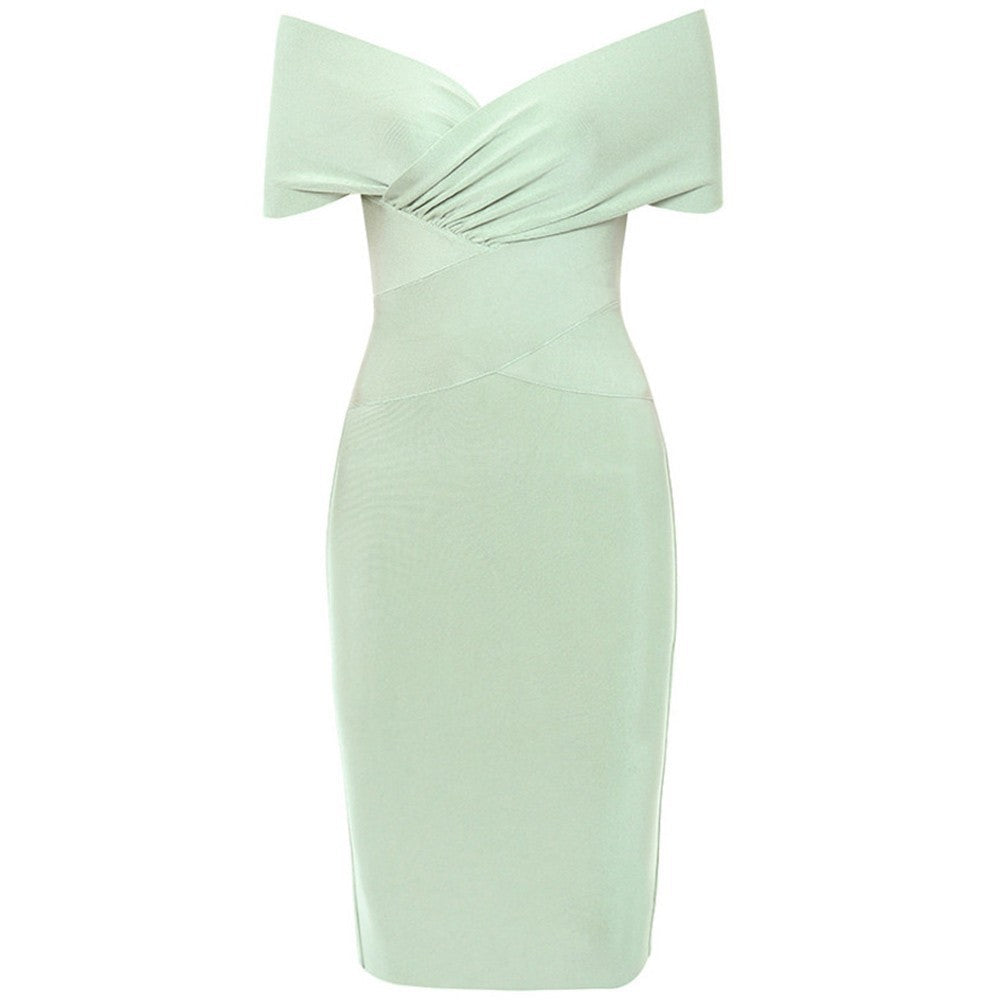Elegantes, schulterfreies, kurzärmliges Bandage-Kleid