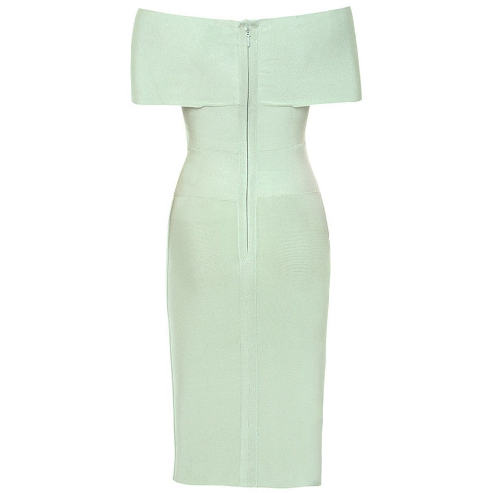 Elegantes, schulterfreies, kurzärmliges Bandage-Kleid
