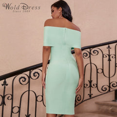 Elegantes, schulterfreies, kurzärmliges Bandage-Kleid