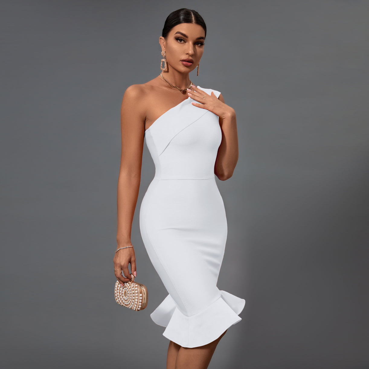 Bandagekleid mit One-Shoulder-Ausschnitt und Fischschwanz