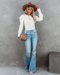 Poetry In The Air Puff Sleeve Knit Sweater - Ivory - FINAL SALE Ins Street