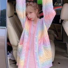 Regenbogen süße Kawaii Strickjacke