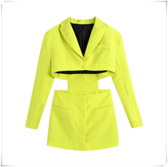 Hollow Out Waist Blazer Dress