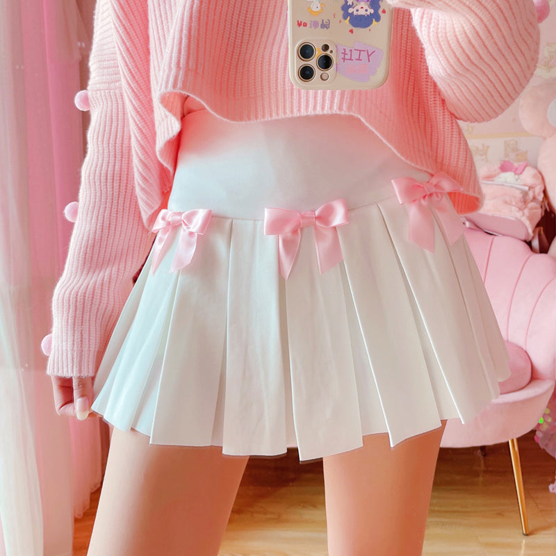 Kawaii Bow Pleated Mini Skort